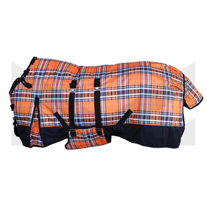 Participation cheval Étanche Hiver Couverture Polaire Doublé Orange Plaid 84 pouces Polaire Cheval Couverture Étanche Respirant Tissu - Product Image 1