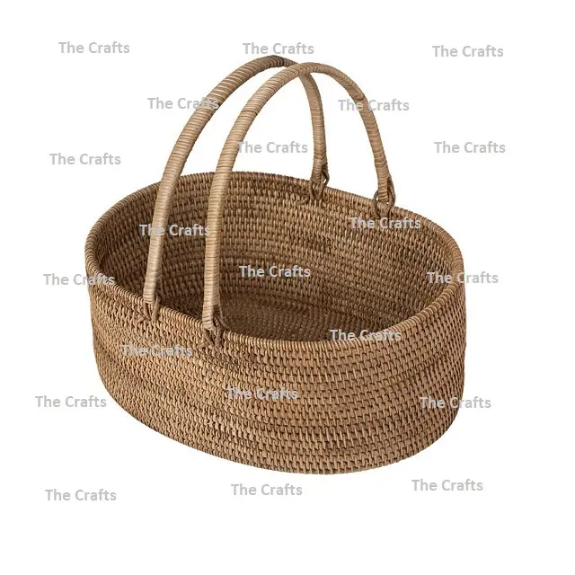 Cesta de bambu/rattan personalizada, tamanho e formas, cesta de rattan para piquenique e tour