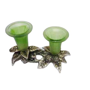 Elegant Antique-Style Handmade Brass Crystal Leaf <b>Candelabra</b> for Wedding Use Metal Glass Candleholder Combination Other Types - Product Image 1