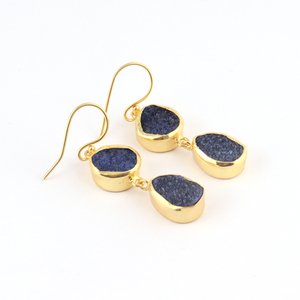 เครื่องประดับ Boho ทำด้วยมือเครื่องประดับคริสตัลธรรมชาติต่างหูห้อยน้ำตาลดรูซี่ทองเหลืองชุบทองสองชั้นต่างหู - Product Image 2