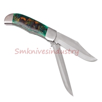 Couteau pliant artisanal sur mesure, double lame droite, acier à haute teneur en carbone, manche en Micarta, multifonctionnel, support DIY/OEM/ODM