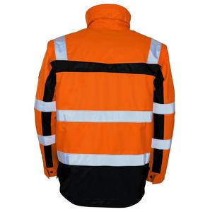 Veste de sécurité en polyester réfléchissant orange haute visibilité avec panneaux noirs et bandes argentées certifiée EN/AS/NZS pour vêtements de travail - Product Image 2