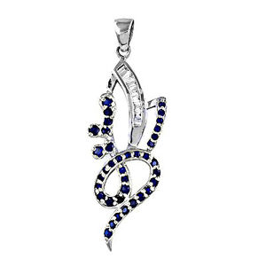 925ทำด้วยมือจี้ห้อยยาวสีเงินสเตอร์ลิงประดับอัญมณีสีฟ้าประดับเพชรหลักจี้หินสวยงามสำหรับงานปาร์ตี้ - Product Image 2