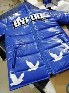 Customizable Men's Blue Puffer <b>Jacket</b> Full Sleeve Stand Collar Washed Technique Plus Size <b>Winter</b> Season Warm Clothing - Product Image 6