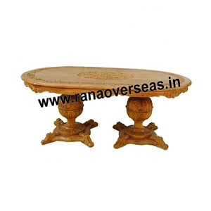 Wooden Hand Carving Center <b>Table</b> in the Shape of <b>Oval</b> in Bronze Color for Home ,Hotel Decor - Product Image 1