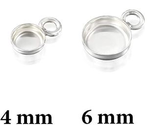 Colgante minimalista de Plata de Ley 925 al por mayor 3mm Bisel Cup Collet DIY Metal Casting encontrar joyería rodio chapado en oro - Product Image 3