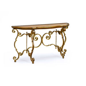 Mesa Consola Contemporánea Leon con Base de Metal, Escritorio de Madera Contrachapada Estilo Antiguo, Muebles para Sala de Estar, Venta al por Mayor OEM, Mesa de Entrada Moderna Personalizada - Product Image 1