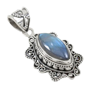 Gema labradorita Natural hecha a mano, colgante de Plata de Ley 925, joyería, precio de fábrica al por mayor - Product Image 2