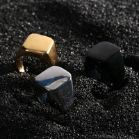 Custom minimalistischen stil edelstahl schwarz gold quadrat glänzende blank dichtung ring für männer großhandel größe 7-12 #