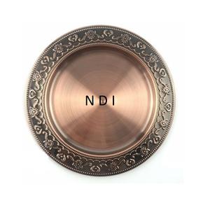 Assiette de service en métal de luxe pour mariage, réception, restauration, assiette de service en cuivre antique, ronde, pour servir des plats, des desserts - Product Image 1