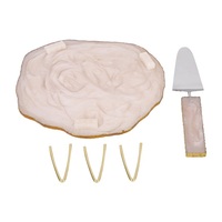 Meilleur Grand Support à Gâteau en Résine Verte avec Base en Acier Inoxydable, Plateau de Service Métallique Élégant pour Mariage, Événement, Cadeau, Bordure Médiévale CKS003 Écologique