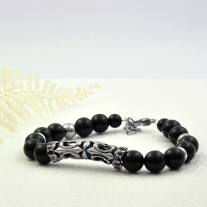 Bijoux africains pour hommes, Bracelet en Onyx noir, accessoires en acier inoxydable, perles - Product Image 4