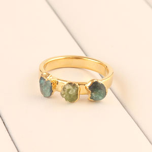 Anillo de apilamiento de cuarzo con peridoto facetado para mujer, sortija ajustable de doble capa, estilo bohemio, chapado en oro y plata - Product Image 3