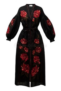 Vestido de cuello en V de manga larga, suelto, estilo étnico, Vintage - Product Image 2