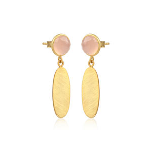 Boucles d'oreilles pendantes en calcédoine Rose naturelle, bijou fantaisie en argent Sterling 925, plaqué or, vente en gros, offre spéciale - Product Image 2