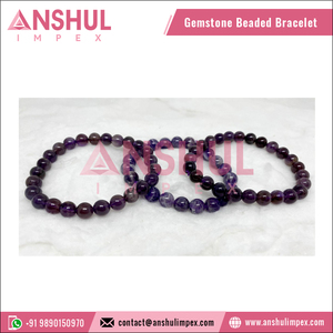 Superior Quality Unique Design Widely Selling Unisex Healing Amethyst Round <b>Gemstone</b> Beaded <b>Bracelet</b> at Low Market Price - Product Image 3