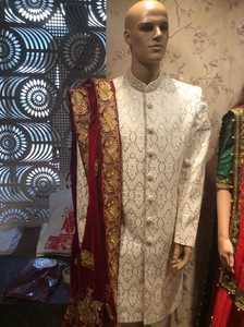 Tenue de mariage Kurta Dhoti Salwar Suit en tissu pur Blazer Sherwani pour HOMMES Vêtement indien Mode Bollywood Prix de gros - Product Image 6