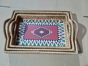 Plateau à fruits en rotin vietnamien 2025 avec paniers décoratifs ronds, plateau de rangement avec poignée - Product Image 5