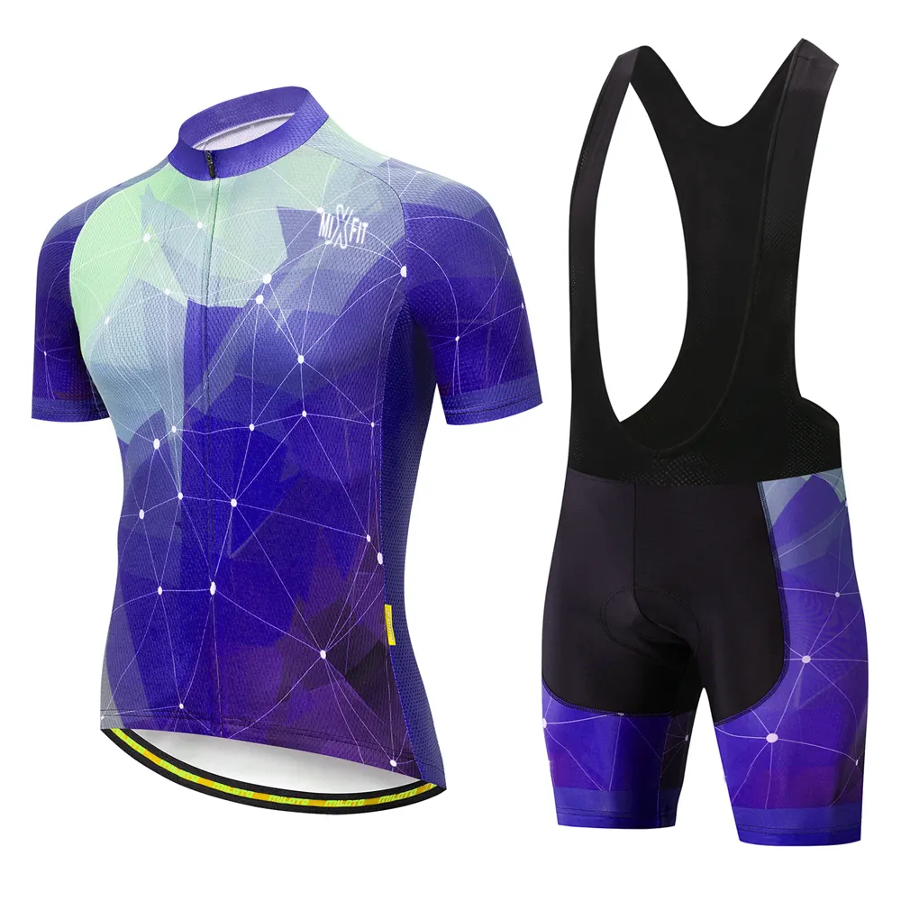 Neuestes Design Custom Cycling Jersey mit kurzen Lätzchen-Sets aus Spandex/Polyester-Material