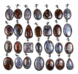 จี้อัญมณีอาเกตแบบแท่งสไตล์ตุรกีจี้ดีไซน์จากธรรมชาติชุบเงิน - Product Image 3