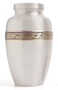 Brass Silver Round Cremation Adult Urns <b>leaves</b> Design For Burial Human Ashes Funeral Urns Top Listed Supplier of Cremation Urns - Product Image 3