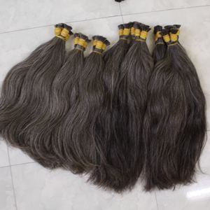 Tissage en lot de cheveux humains brésiliens, cheveux humains, vierges, bruts, à cuticules alignées, Double trame, gris - Product Image 6