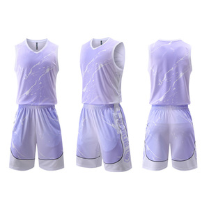 Ensemble de maillot de basket-ball personnalisé brodé en polyester/coton avec numéro 23, logo 3D, col en V, sans manches, vêtements de sport - Product Image 2