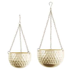 Cesta colgante de Metal para jardín, Juego de 2 plantas redondas galvanizadas con cadena - Product Image 3