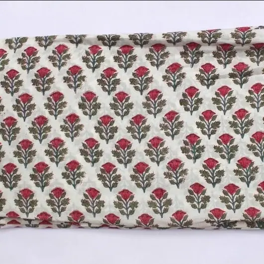インド製手作りブロックプリント夏服女性カフタンバスローブパンティーガウンウエスタンドレステキスタイルファブリック
