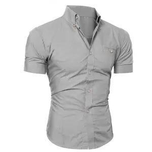 Hot Selling New Style Men Solid Color Polo Shirt Buttons Slim Fit Men Tops Hip Hop Plain T-Shirts For Men's