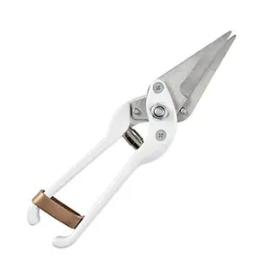 Stainless steel foot rot shears with one serrated blade strong spring equipped with a safety clip Used to trim goat hooves