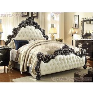 European Style Wooden Crafted <b>Bedroom</b> Set Hand Carved Wooden <b>Bedroom</b> Set in <b>High</b> <b>Gloss</b> Wooden Carved Black <b>White</b> <b>Bedroom</b> Set - Product Image 1