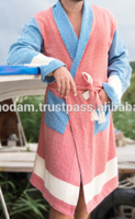 Albornoz turco elegante modelo fresco para hombres y mujeres vestido de baño de playa de lujo de alta calidad con dos colores pastel 100% algodón