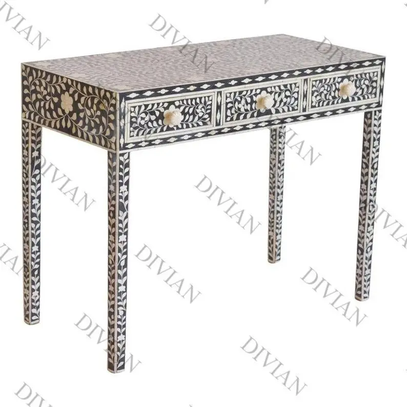 Table de Style marocain à 3 tiroirs, incrustation <span class=keywords><strong>d</strong></span>'os, Table <span class=keywords><strong>d</strong></span>'entrée latérale, meubles de <span class=keywords><strong>d</strong></span>écoration de maison pour le salon