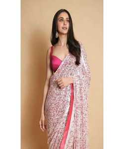 Ropa de fiesta bordada pesada, nueva colección, todos los tamaños y colores, tela de red bordada, ropa de mujer india, Sari listo con alfanumero - Product Image 2