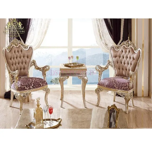 Regal beyaz altın koltuk oturma odası için Modern barok mobilya salon sandalyeleri barok zengin altın şezlong seti