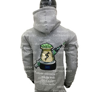 2025 Premium <b>Men's</b> <b>Grey</b> Zipper Hood <b>Sweatshirts</b> Solid Drop Shoulder Tracksuit Embroidered Technique Winter Outdoor Fashion Wear - Product Image 2
