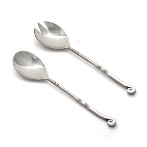Twist moyen avec poignée d'extrémité nouée Design ensemble de service à salade en acier inoxydable sans danger pour les aliments plaqué argent - Product Image 1