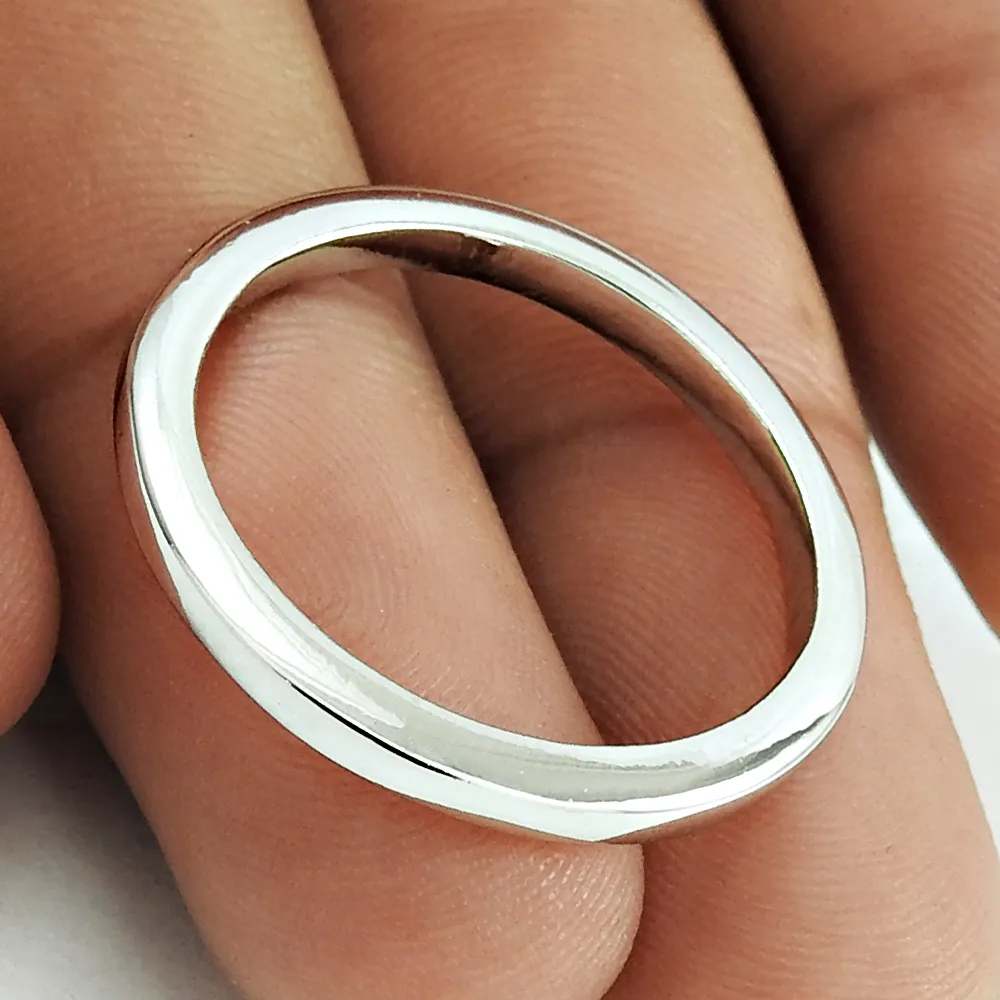 2021 925 Sterling Zilveren Ring Voor Mannen Met Glad En Eenvoudige Lijnen Vlakte Dainty Ring Student Zilveren Ring