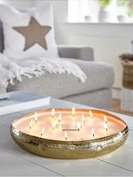 Ensemble cadeau de bougies chauffe-plat de luxe en métal argenté, faites à la main, avec logo couleur personnalisé, forme cylindrique, tailles personnalisées, pour Noël