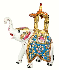 Meenakari-estatua de Metal hecha a mano de elefante de Ambabari, estatua de elefante pintada a mano para el hogar y la Oficina, mesa de exposición decorativa para interiores y exteriores - Product Image 1