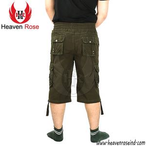 Premium Men's Green Cargo Shorts 6 Pocket Cotton Workwear Outdoor Casual Multi-Pocket Summer Shorts - Product Image 2