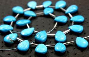 Cuentas de Briolette en forma de pera, piedra preciosa azul turquesa, natural, hecho a mano, 21 piezas - Product Image 4