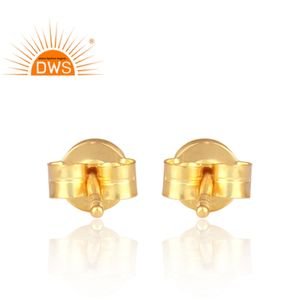 Sky Blue <b>Turquoise</b> Gemstone <b>Earring</b> Round <b>Stud</b> Gold Plated <b>Earrings</b> Silver Jewellery Classic Collection - Product Image 2