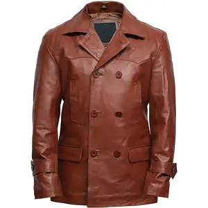 Veste en cuir véritable pour hommes, vestes Vintage de Style militaire