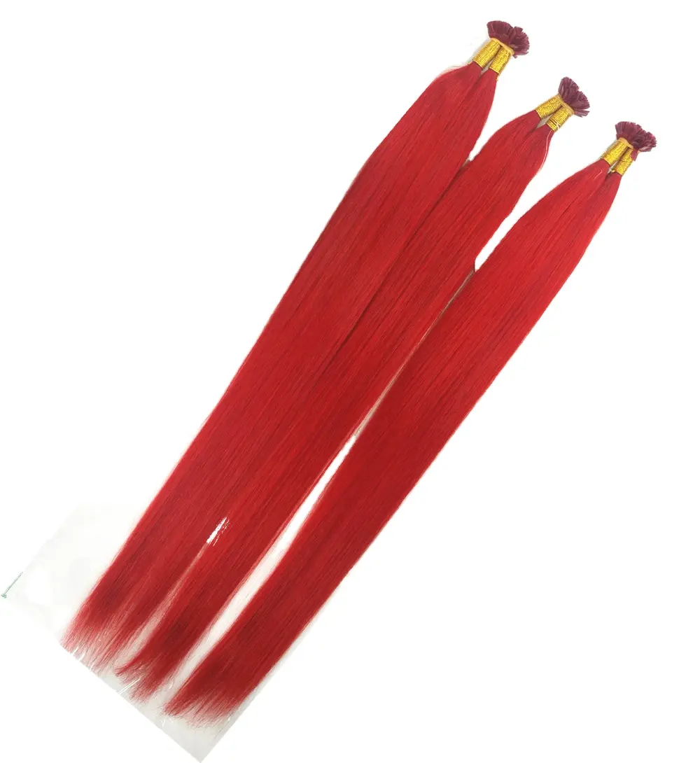 Super long flat tip 100% human hair 32inch 100gr red high quality Pre-bonded hair extension