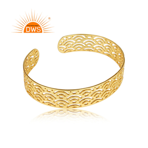 Brazalete de Plata de Ley 925 de Diseño Simple, Hecho a Mano, para Mujer, Chapado en Oro de 18k, Joyería de Regalo - Product Image 2