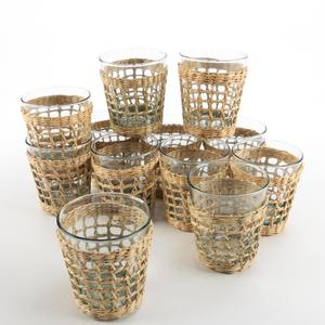 Mây Dệt Trà Container, Sang Trọng Dày Kính Ống Đựng <span class=keywords><strong>Jar</strong></span> Với Dệt Sợi Dây - Product Image 1