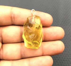 1 pieza colgante en bruto Natural limón cuarzo piedra preciosa 92,5 plata esterlina mujeres joyería hombres regalo piedra de moda - Product Image 4