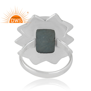 <b>Indian</b> Natural Aquamarine Gemstone <b>Ring</b> Supplier 925 Sterling Silver Antique Design <b>Ring</b> Jewelry Manufacturer - Product Image 4